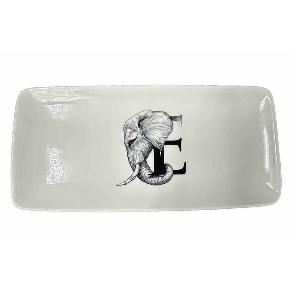 Williams Sonoma Rory Dobner Monogram Elegant Elephant Rectangular Platter Tray - Picture 1 of 7